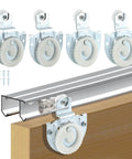 4 Pieces Sliding Closet Door Rollers Set With Eight Screws For Top Hung Wardrobe Sliding Doors Hardware Includes Two Roller Types