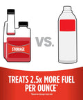 Comparison of Storage Fuel Stabilizer That Keeps Gas Fresh For Up To 24 Months Stops Corrosion And Varnish No Fuss Gasoline Treatment Additive To Protect Your Fuel System Solid Stabilizer For Storage 16 Oz. with another bottle, showing efficiency advantage.