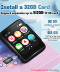 Totally Kid Friendly Bluetooth MP3 Player For Kids With 32GB Storage highlighting 512GB TF SD card expansion feature