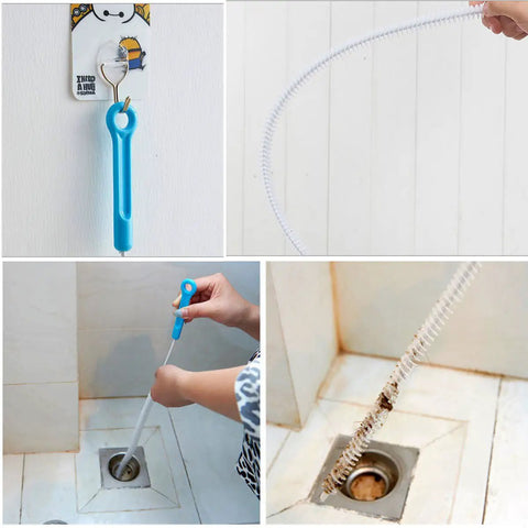 39 Inch Drain Clog Remover Kit With 20 Inch Drain Snake Hair Removers And Cleaning Brush 24 Inch Sewer Hair Catcher in use