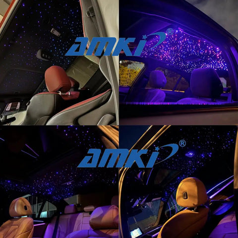 Lit Twinkle Star Ceiling Kit for Car and Home With 10W RGBW Fiber Optic Light Engine and 500 Pcs 0.75mm Cables in car interior