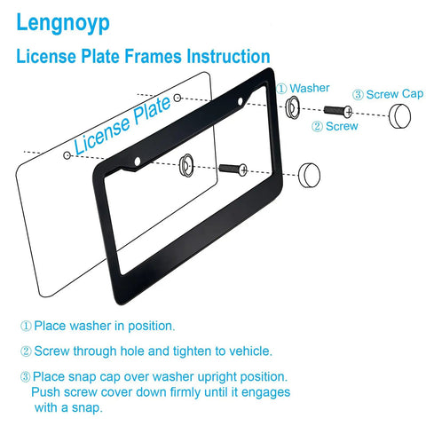 Matte Black License Plate Frame Set For Your Ride, 2 Hole Solid Aluminum Car Plate Holder with screws and installation guide