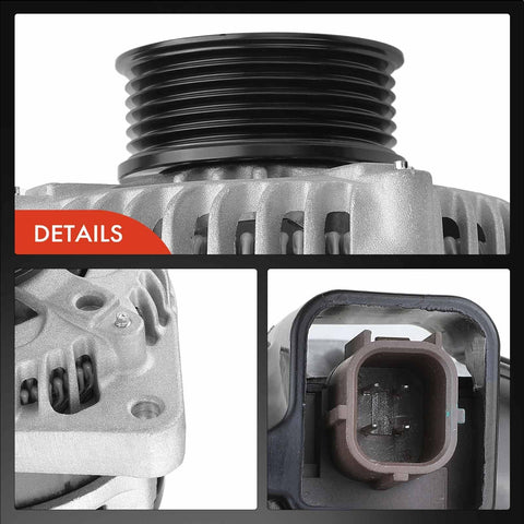 Alternator Replacement for Honda and Acura V6 Cars Drop In Fit for Accord 08 12 3.5L V6, showing 6-Groove pulley and connectors