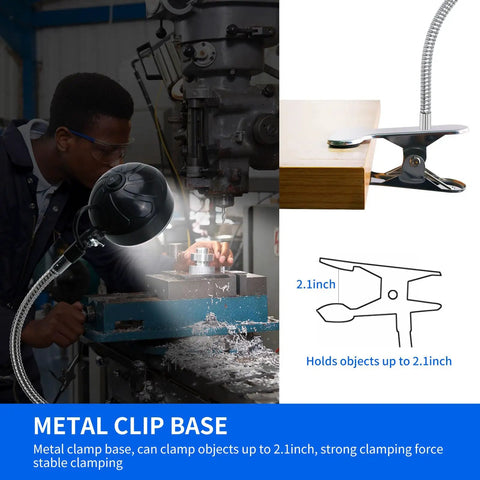 Beast Mode Clamp Light With Flexible Clip For Workshop And Sewing Table, Ultra Bright 2000 Lumen LED Work Light in use on lathe