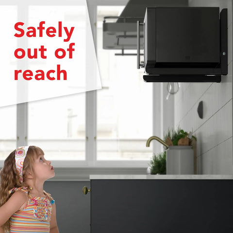 Wall Mounted Microwave Brackets Set Of 2 Heavy Duty Black Steel With Universal Fit Adjustable Arms Extending 11 To 17 Inches Holds Up To 99 Lbs Rock Solid Microwave Shelf Support