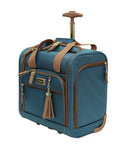 15 Inch Carry On Luggage For Women Lightweight Rolling Spinner Wheels Underseat Bag For Weekend Trips And Business Travel Teal Blue