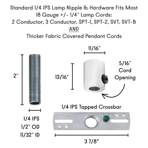 Six Inch Pendant Canopy Kit With Lamp Cord Strain Relief And Ceiling Light Plate Cover hardware components diagram