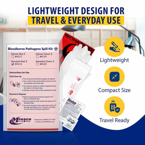 Top Tier Blood Spill Kit And Bodily Fluid Cleanup Set Featuring Heavy Duty Absorbent Powder Straight Up Go To Biohazard Safety Gear, lightweight travel size.