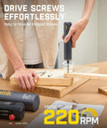 Using S1 Pro Electric Screwdriver With 220 RPM Magnastrom Motor Three Torque Settings to drive a screw into a wooden plank