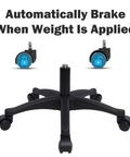 Heavy Duty Adjustable Stool With Self Braking Casters That Lock Tight When Leaning Plus Ultra Comfy High Density Foam For Quick Cleanup And All Day Comfort In Garages Clinics Or Salons - close up of locking casters