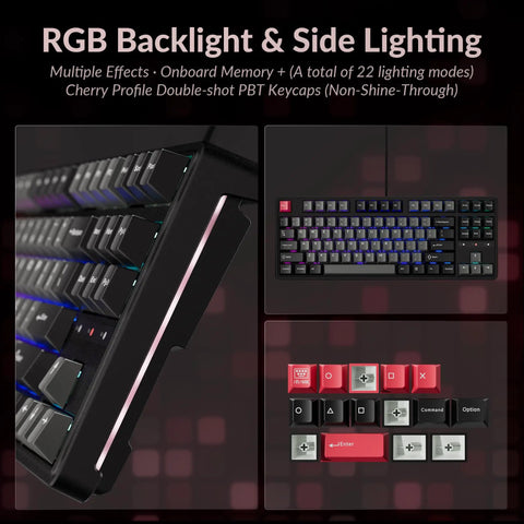 Premium TKL Wired Hall Effect Mechanical Keyboard Featuring Magnetic Switches Adjustable Actuation showing RGB backlight and side lighting.