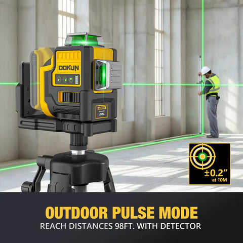 Workhorse Self Leveling Laser Level With Tripod, 3x360 Degree Laser Beams, 3D Leveler Tool For Construction And Picture Hanging, Magnetic Bracket, Hard Carry Case, Battery Not Included, Perfect For DIY Projects And Pro Jobs, self-leveling laser on tripod with green beams