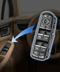 Image showing a Master Power Window Switch Driver Side Replacement for Porsche Macan 2015 2018 Panamera 2011 2016 Cayenne 2011 2018 Replaces OEM 7PP959858AEDML Easy Install Durable Auto Window Control Button For Up And Down, with installed view on the door panel.