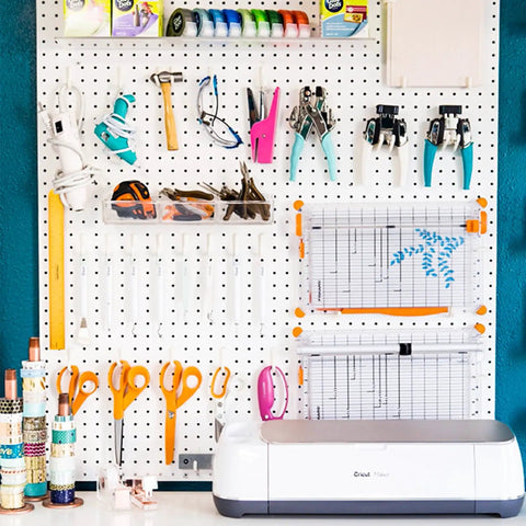 Double Pack Metal Pegboard Panels for Walls, Modular Pegboard Wall Organizer System with tools and supplies, white finish