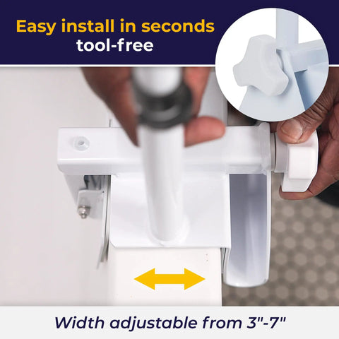Adjustable Bathtub Grab Bar and Safety Rail With Easy Clamp-On Install, visible close-up of clamp mechanism and knob