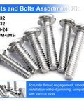 Do-It-All 408-Piece Machine Screws Nuts And Bolts Set In 304 Stainless Steel With Standard Sizes featured with #6-32, #8-32, #10-24 M3/M4/M5 labels