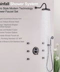 RomceBath Antique Oil Rubbed Bronze Rain Shower Head Faucet System with 6 Body Jet, Vintage 9" Wall Rainfall Head shown with handheld sprayer.
