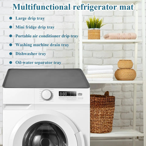 24 By 24 By 0.8 Inch Refrigerator Floor Protector Under Washer And Dryer Mat Silicone Spill Guard With Raised Edges Laundry Room Leak Shield For Washing Machines And Dryers Protect Floors From Appliance Leaks