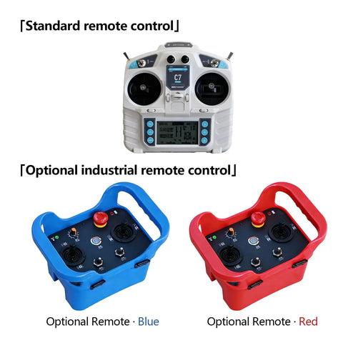 Standard and optional industrial remote controls for Powerful Heavy Duty Electric Machine Skates With Wireless Remote Control.
