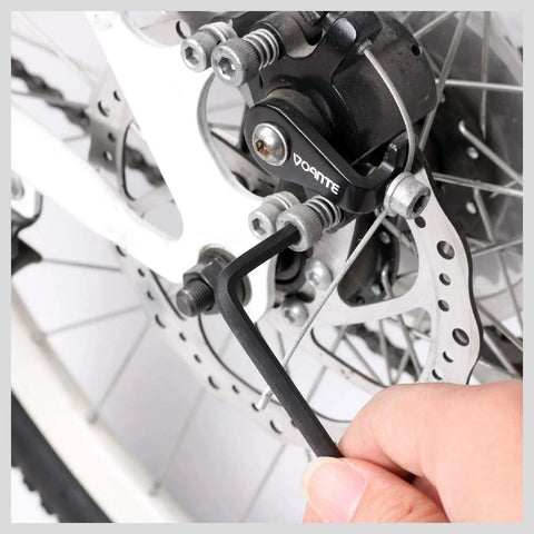 Using the 32 Piece Hex Key Set with Torque Handle on bicycle disc brake bolts.
