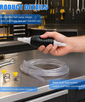 No Drama Manual Liquid Siphon Pump With Long Hose And Tough Clamps Portable Hand Squeeze Gasoline And Oil Transfer Tool for easy use.