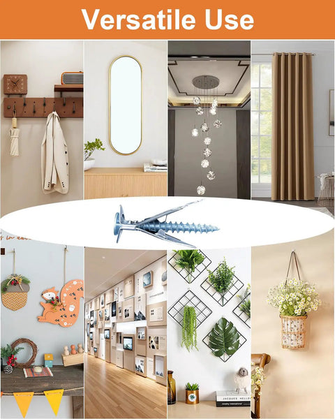Premium Self Drilling Drywall Anchors And Screws for Hanging Heavy Floating Shelves Mirrors and Large Picture Frames in versatile use setting.