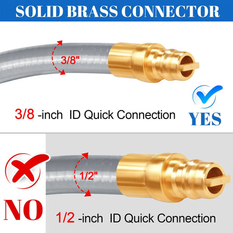 Solid brass connector on Six Foot Three Eighth Inch Inner Diameter Natural Gas Hose Replacement And Conversion Kit For Grills And Fire Pits Ideal