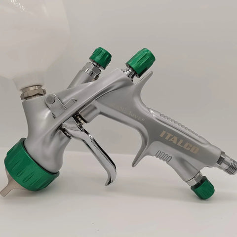 Italian Designed HVLP Spray Gun With 1.3mm Tip And 600ml Cup Ergonomic Palm Fit Handle Embedded Trigger Through Body