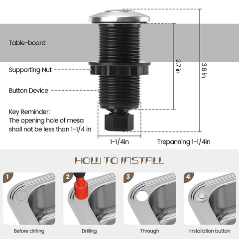 Stainless Steel Garbage Disposal Air Switch Kit For Sink Top Brushed Nickel On Off Button dimensions and installation guide