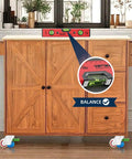 Heavy Duty Leveling Casters With Quick Turn Ratchet Handles, Set Of Four Ball Bearing Rolling Wheels providing solid support under wooden furniture.
