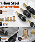 Rivet Nut Tool Set for Installation M3 To M10, Pro Grade Heavy Duty Carbon Steel Nutsert Kit, quick-release heads and inserts