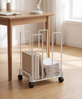 Game Changer Mobile Storage Cart And Roll Right Through Box Holder Rack Built With Slick Gliding Casters For Streamlined Office Packing Stations with books and papers
