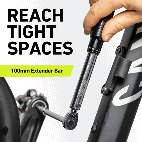 Using Dialed In Bike Torque Wrench Set For One Quarter Inch Drive With 2 To 20 Nm Range on bike with 100mm extension bar.