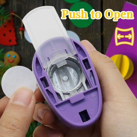 Circle Hole Punch 25mm 1 Inch Paper Punch For Scrapbooking Card Making Journals Photo Albums And Office Supplies shown in use with hand