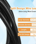 Built Like A Tank Flame Retardant Split Wire Loom In Black Spanning 1/2 Inch By 125 Feet, showcasing split design and dimensions.