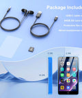 Package contents include accessories for Jam Packed 80GB MP3 Player With Bluetooth And WiFi, 4.0 Inch Screen, Kid Friendly Portable Music Player.