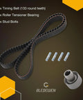 Beefed Up 3.3L Engine Timing Belt With Water Pump Kit showing timing belt, tensioner, and bolts for Nissan Pathfinder, Xterra models.