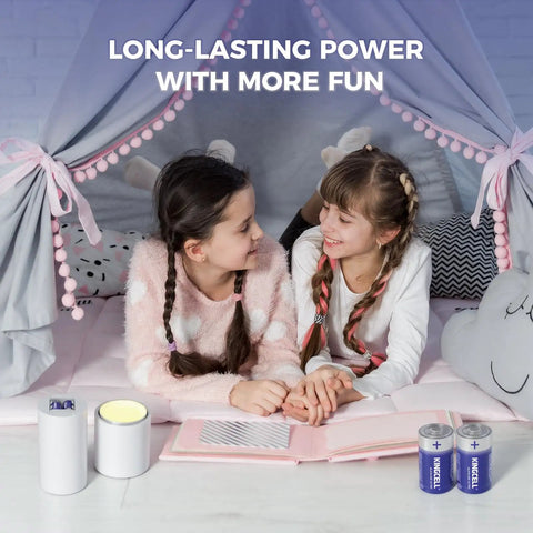 Tough As Nails Size C Alkaline Batteries 8 Pack 1 5 Volt with kids enjoying a flashlight story time in a cozy tent.