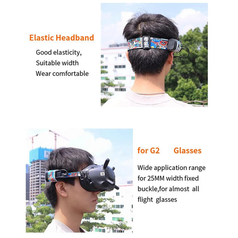 Elastic Headband For Insta360 Antigravity A1 Vision And DJI FPV Goggles 2 V2 Flight Glasses on person outdoors, rear view