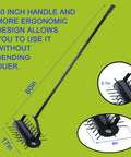 Manual Lawn Aerator Rolling Tool With 58 Inch Handle for lawns, black finish, side view showing roller and spikes