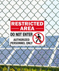 Built Like A Tank Restricted Area Sign Do Not Enter Authorized Personnel Only 14 X 10 Inch Rust Proof Aluminum on fence