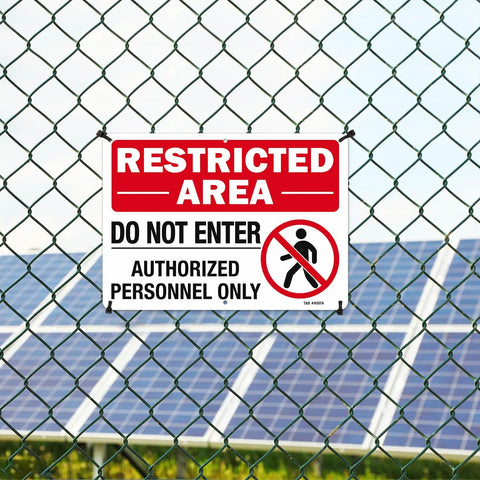 Built Like A Tank Restricted Area Sign Do Not Enter Authorized Personnel Only 14 X 10 Inch Rust Proof Aluminum on fence