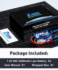 Beefy 2S 6200mAh LiPo Battery 7.4V 60C Hard Case Pack With T Connector For RC Cars Trucks Boats Truggies And Hobby Enthusiasts