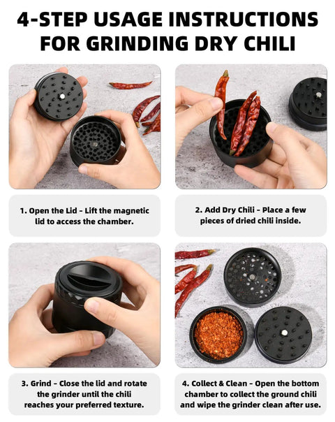 Step-by-step guide using a 2.5 Inch Aluminum Herb Grinder With Top Storage And Large Bottom Chamber 3 Piece 4 Part Spice Grinder