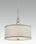 Modern 3 Light Kitchen Chandelier in Brushed Nickel With Drum Shade Gauze Etamine Hanging Pendant Light, front view