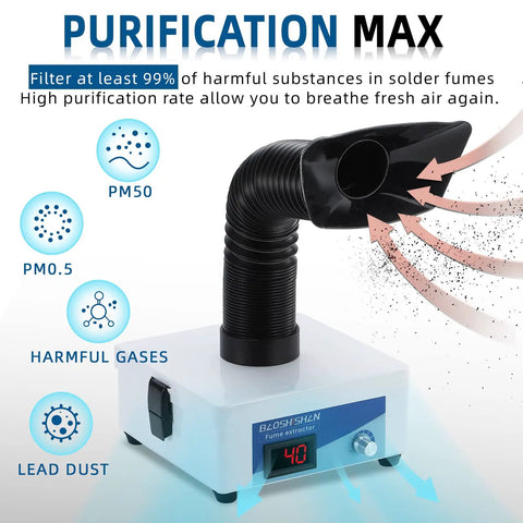 Compact Desktop Fume Extractor For Soldering And DIY Repairs With A 3 Stage Filter HEPA Plus Carbon Portable Smoke Absorber
