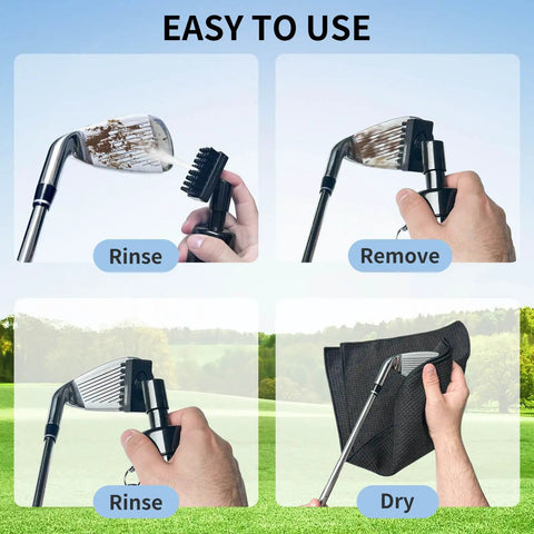 Leak Proof Golf Club Cleaner With Stretchable Brush And Microfiber Towel Holds Five Ounces Of Water Non Leaking Spray Design