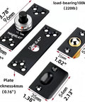 Concealed 360 Degree Pivot Door Hinge Set Built Tough In Stainless Steel, Heavy Duty Commercial Grade Door Hardware With Silent Rotation For Doors Up To 220 Lbs, Double Bearing System For Smooth Quiet Open And Close, 96mm plate