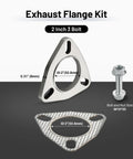 2 Inch 3 Bolt Exhaust Flange Upgrade Kit Crafted From Premium 304 Stainless Steel with gasket and hardware details.