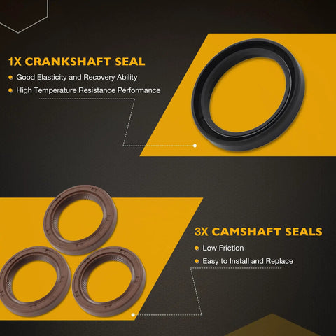 Crankshaft and camshaft seals from Beefed Up 3.3L Engine Timing Belt With Water Pump Kit For 1996 2004 Nissan Pathfinder Frontier Xterra Infiniti QX4 3.3L V6 SOHC 12V VG33E VG33ER Replacement TBK249 TBK643